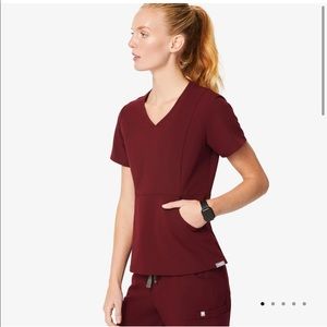 FIGS Burgundy Aburi Vneck scrub top